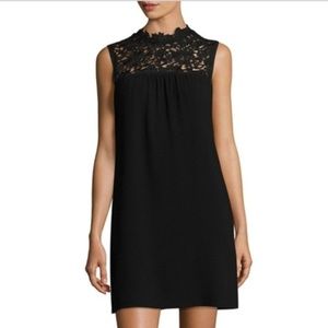 Theory Aronella Lace-Yoke Crepe Shift Dress